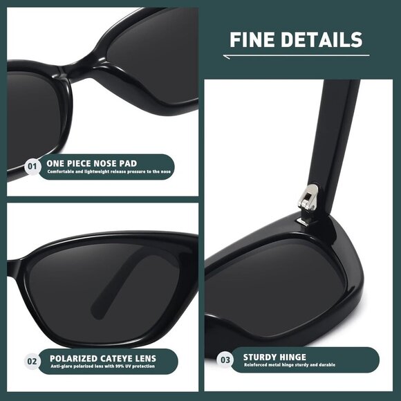 Women Small Cat Eye Sunglasses Retro Narrow Polarized UV Protect Stylish